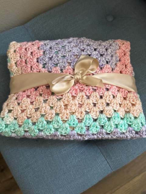 Rainbow Sherbert -  Baby Blanket/Play Mat 38" X 40"